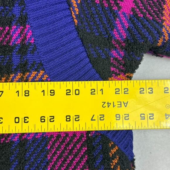 Yves Saint Laurent Coat Jacket Rive Gauche Tartan Lambswool Purple Wood Button - Picture 6 of 14